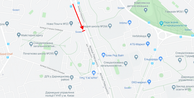 Prismatron, Prism A in Kyiv, 3х6  Revuc'kogo st., 30/1/st. Olijnika u napramku st.m. Harkivs'ka - 219951 scheme