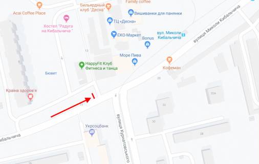 Билборд B в Киеве, 3х6  Кибальчича вул., 11 схема