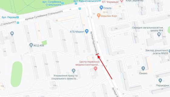 Билборд B в Киеве, 3х6  Остафія Дашкевича вул. (Курнатовського)., 9  поруч з АТБ схема