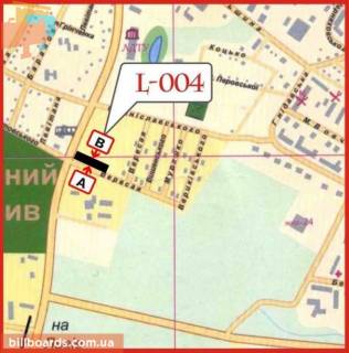 Билборд B в Луцке вул. Львівська, 148 (вїзд в місто зі сторона Львова, біля АЗС) схема