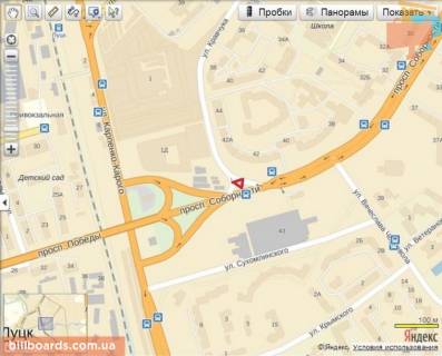 Билборд A в Луцке кільце Соборності - Кравчука (навпроти ТАМ-ТАМу, район Формула Варшавського ринку) схема