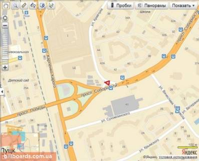 Билборд C в Луцке кільце Соборності - Кравчука (навпроти ТАМ-ТАМу, район Формула Варшавського ринку) схема