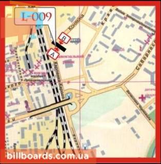Билборд A в Луцке вул. Конякіна,39 (вїзд на стоянку автостанціі №1, навпроти ТЦ Варшавський) схема