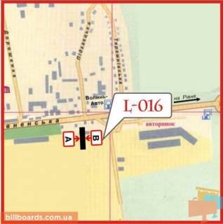 Билборд A в Луцке вул.Рівненська 154 (район візду-виїзду з міста, поворот на МРЕО, біля АЗС) схема