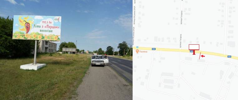 Billboard B in Yalinici, 3х6  st. Kiivs'ka r-n Fermi(viizd z Kremencuka v bik Kieva, Photo 1