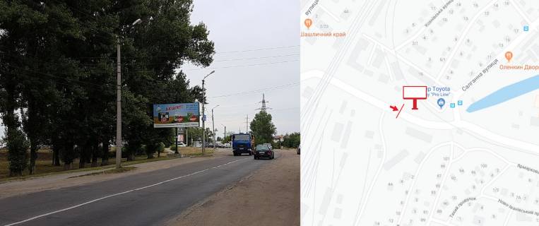 Билборд B в Кременчуге, 3х6  вул. Ярмаркова, перехрестя з вул. Салганною, р-н автосалону "Toyota", об'їздна дорога траси Полтава - Київ фото 1