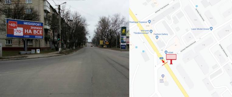 Призма A в Кременчуге, 3х6  Небесної Сотні вул. (кол. Пролетарська) і Артема вул. (кол. Миколаївська), в'їзд на Крюківський міст, який розмежовує два р-ни Автозаводський і Крюківський, виїзд в бік м.Дніпро, Кропивницький, велика центральна транспортна розв'язка, р-н "Придніпровського речового ринку", - 373033 фото 1
