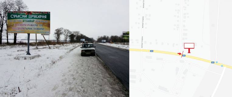 Billboard B in Yalinici, 3х6  st. Kiivs'ka r-n Fermi(v'izd v Kremencuk zboku Kieva, povorot na Vlasivku, ob'izdna dla vantaznogo transportu) Photo 1