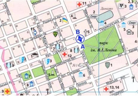 Бэклайт A в Херсоне, 2.3x3.14  Ушакова просп. - Перекопська вул. схема
