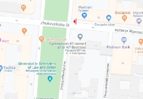 Ситилайт B в Одессе Жуковского ул., 36 - Українських Героїв просп. (Олександрівський просп) B схема