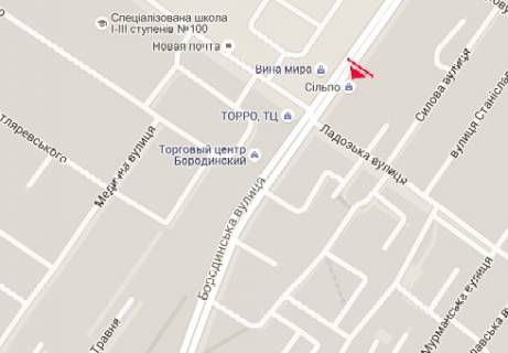 Билборд A в Запорожье, 3x6  Бородинська вул., 20б - Дмитра Вишневецького (Ладозька) вул. схема