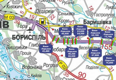 Нестандарт  в Киеве, 3x18  Траса M-03, Київ - Харків, 45,650 схема