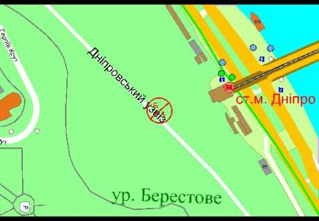 Ситилайт A в Киеве Днепровский спуск (подъем в центр) схема