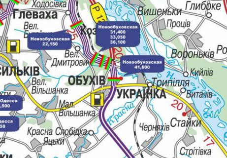 Нестандарт B в Київських трасах, 3x18  Траса Н-01, Нова Обухівська, 41,600  (Напрямок з  Киіва в Обухів) схема