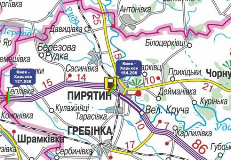 Non-Standard A in Poltava trasi, 3x18  Trasa M-03, Kiiv - Harkiv, 154,200 scheme