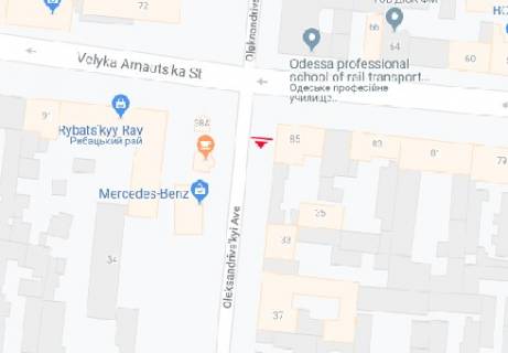 Citylight A in Odessa, 1.8x1.2  Preobrazenskaa st. - B.Arnautskaa st., 99 A, ostanovka scheme