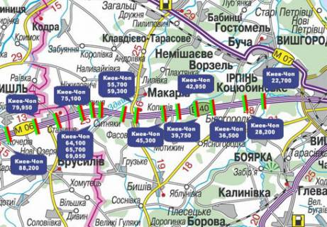 Нестандарт  в Киеве Трасса M-06, Киев-Житомир, 45,300 схема
