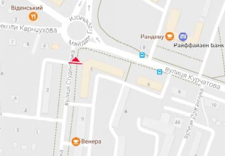 Билборд B в Ровно Студенческая ул. - вул. Володимира Стельмаха (Курчатова) схема