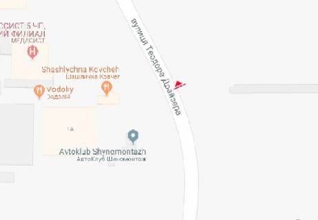 Білборд, Бігборд (Борд)  B у Києві, 3x6  Драйзера Теодора вул., 2г схема