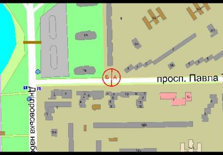 Билборд B в Киеве Тичини Павла пр., 1  (рух від Дніпровської набережної, ліворуч) схема