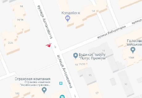 Ситилайт B в Киеве Антоновича ул., 94-96 (Горького ул.) схема