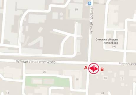 Билборд A в Сумах, 3x6  Івана Харитоненка вул. (Червонозоряна вул.), 517 - Троїцька вул. схема