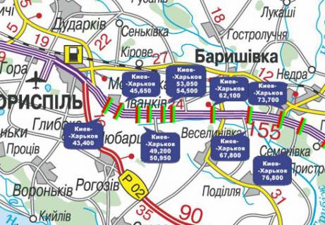 Нестандарт B в Киеве Трасса M-03, Киев - Харьков, 53,050 схема
