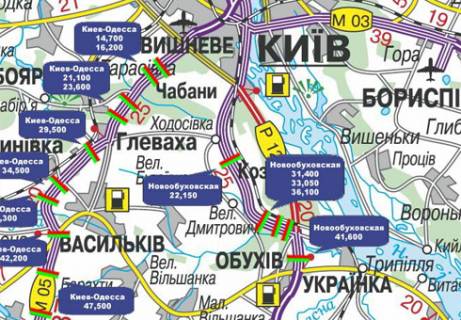 Нестандарт A в Київських трасах, 3x18  Траса Н-01, Нова Обухівська, 22,150  (Напрямок з Обухіва в Киів) схема