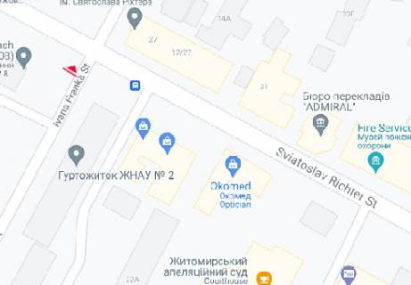 Бэклайт A в Житомире, 2.3x3.14  Івана Франка вул. - Святослава Ріхтера вул. (BackLit) схема