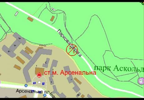 Ситилайт B в Киеве, 1.86x1.27   Парковая дорога (парк Аскольдова могила),  400м от аллеи Героев Крут схема
