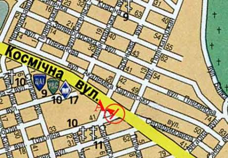 Билборд A в Запорожье, 3x6  Космічна вул., 25а - Тополіна вул. схема