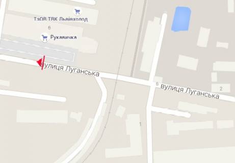 Билборд B в Львове Луганская ул., между пр-том Красной Калины и ул. Зелёной схема