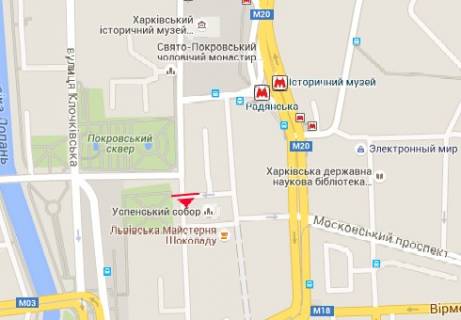 Скроллер A в Харькове Университетская ул. - Соборный спуск (напротив) - 320886 схема