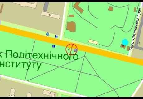 Видеоборд A в Киеве, 2.32x3.14  просп. Берестейський (Перемоги)., парк КПИ, (напротив зоопарка, движение к центру) - 383731 схема