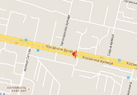 Билборд B в Запорожье, 3x6  Космічна вул., 116 - Автопаркова вул. схема