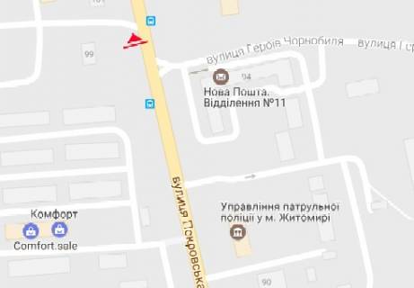 Билборд A в Житомире, 3x6  Покровська вул. (Щорса вул.), 99а схема