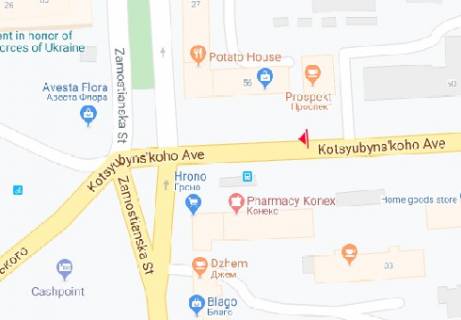 Беклайт B у Вінниці Коцюбинського просп., 56 схема
