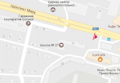 Билборд B в Житомире Мира пр., 27 схема