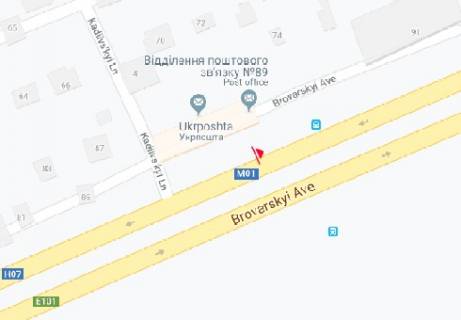 Billboard A in Kyiv, 5x12  Brovars'kij prosp., 89 - Kadiivs'kij prov. scheme