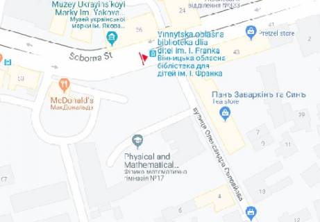 Бэклайт B в Виннице Соборна вул., ("МакДональдс") схема