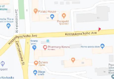Бэклайт A в Виннице Коцюбинського просп., 50 схема