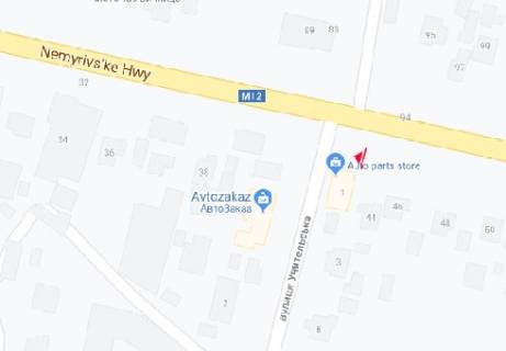 Билборд A в Виннице, 3x6  Генерала Трейка вул. - Учительська вул. схема