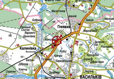 Билборд A в Глевахе, 3x6  Траса Київ - Одеса, 31100 схема