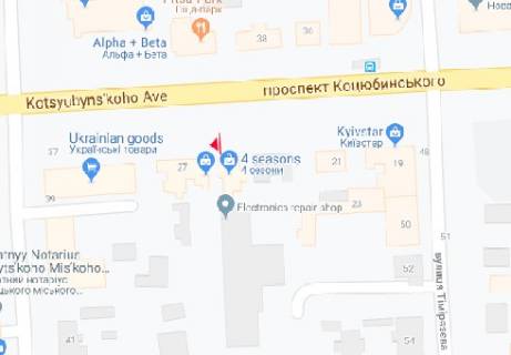 Бэклайт A в Виннице Коцюбинського просп., 27 схема