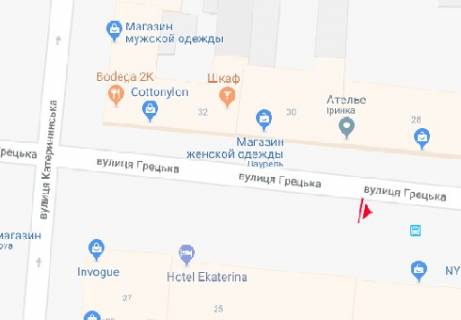 Бэклайт B в Одессе, 1.5x3  Грецька вул., 23 - Європейська вул. (Катерининська) схема