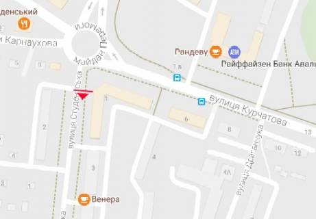 Билборд A в Ровно Студенческая ул. - вул. Володимира Стельмаха (Курчатова) схема