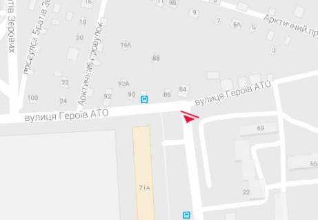 Билборд A в Полтаве, 3x6  вул. Героїв АТО (Красіна). - Михайла Грушевського вул. схема