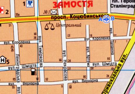 Скроллер A в Виннице Коцюбинского ул., 9 - Евгения Пикуса ул. - 237929 схема