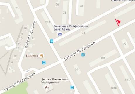 Білборд, Бігборд (Борд)  A у Львові Любинская ул., 102 схема