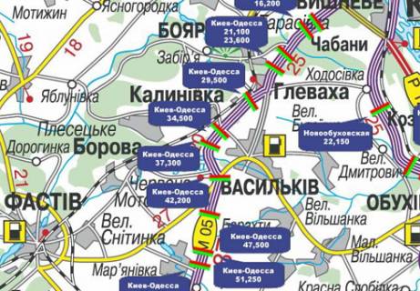Нестандарт A у Київських трасах, 3x18  Траса M-05, Київ-Одеса, 37,300 схема
